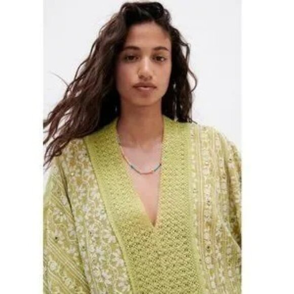 Zara Women's Embroidered 100% Cotton Tunic Maxi Dress Shisha Green Size S - Picture 5 of 14